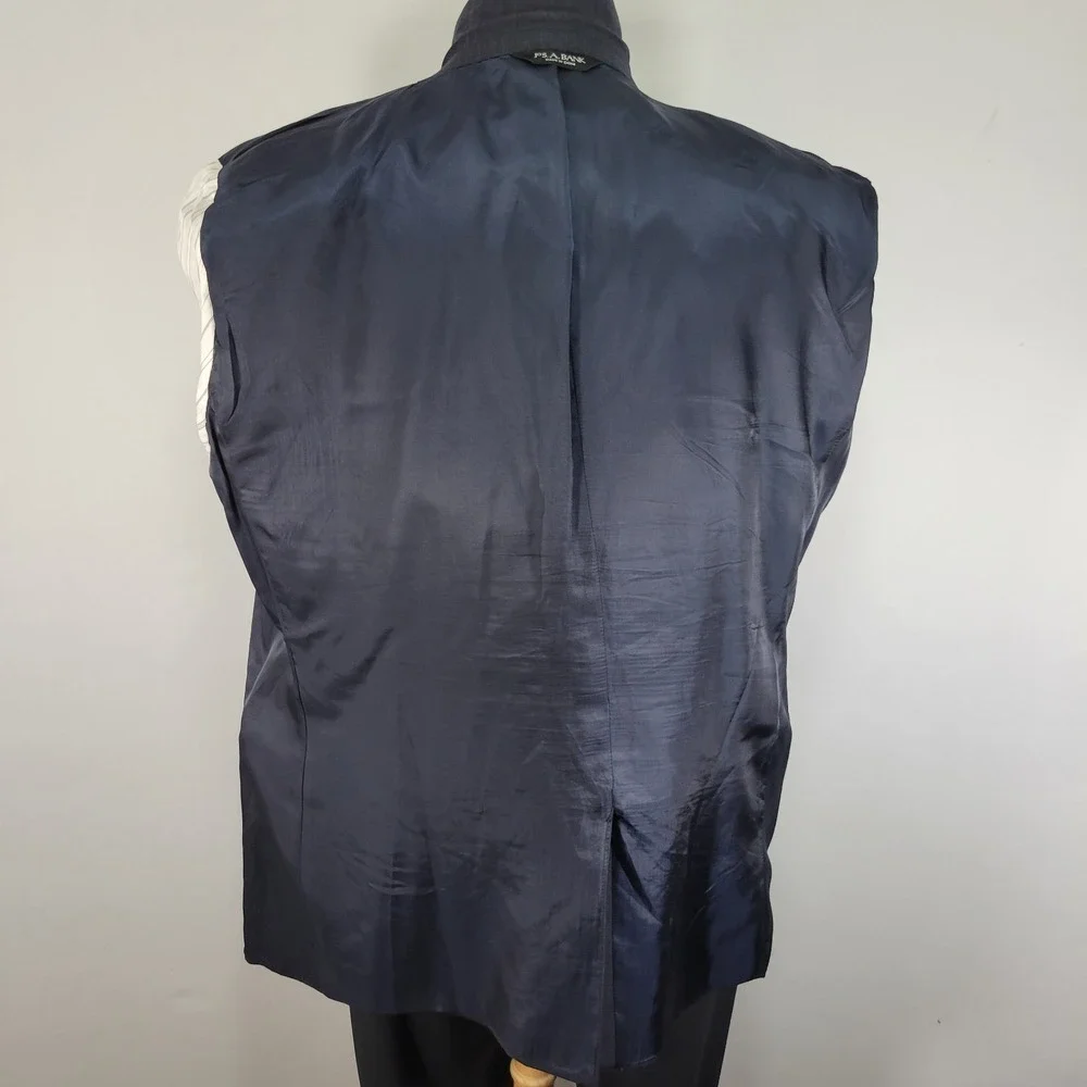 JOS A BANK Men's Sport‎ Coat Blazer Two Button Navy Herringbone Wool Size 46R